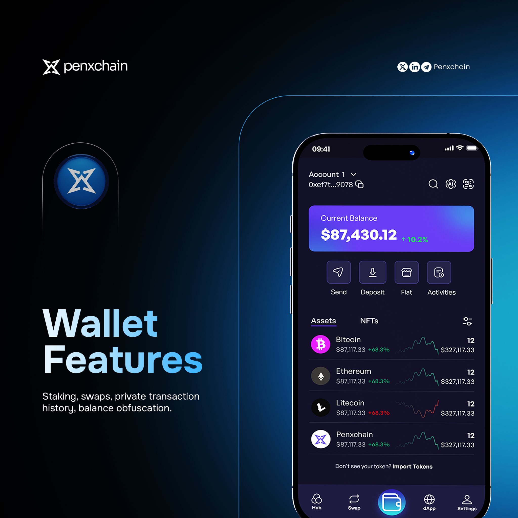 PENXCHAIN Wallet Features - Privacy-first financial tool